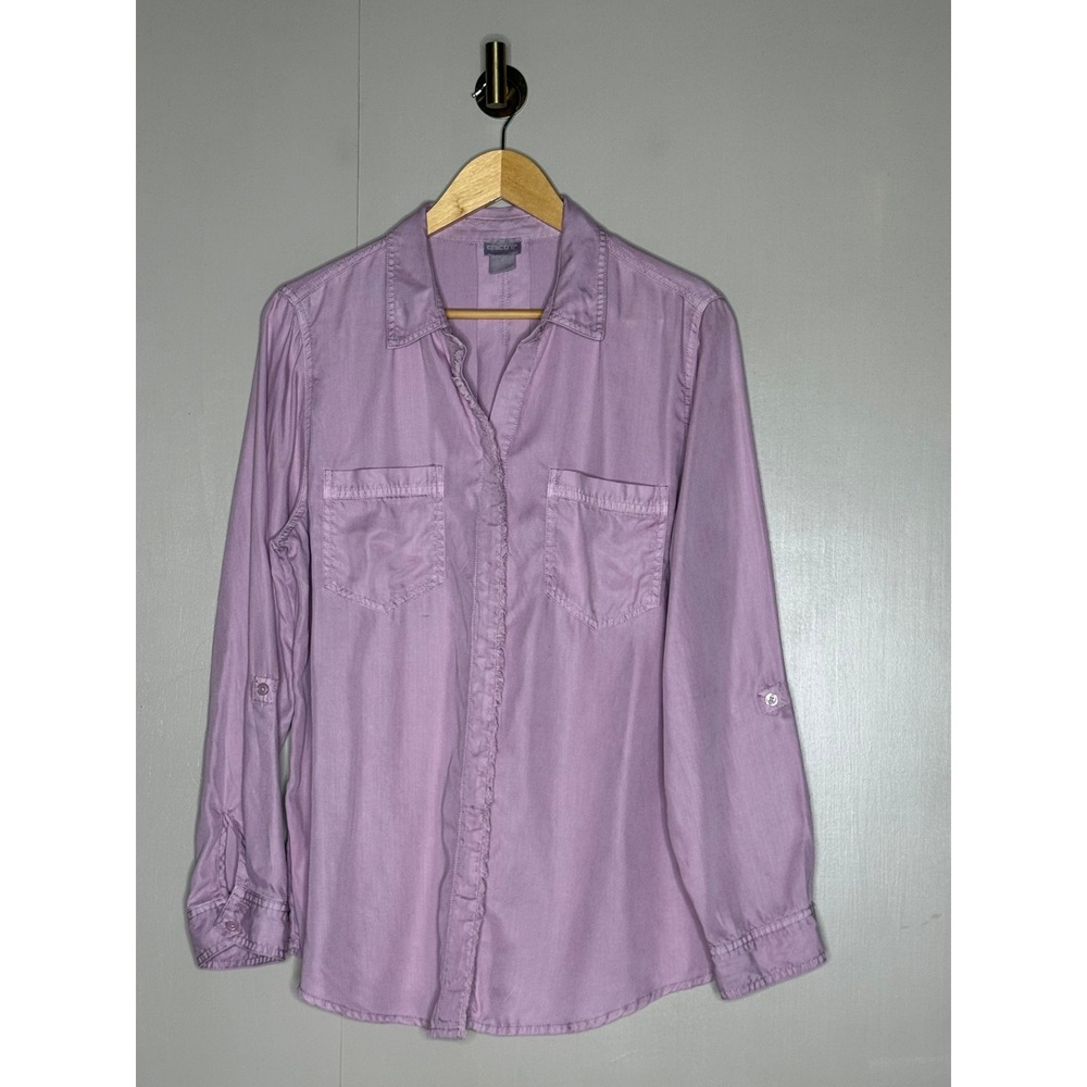 Chico's Lilac Lyocell Utility Button Down Shirt Size 2 XL